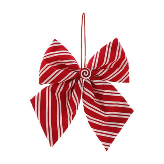 Velvet Bows for Christmas Tree, Christmas Fabric Bow Decoration Red Striped Christmas Ornament Ribbon
