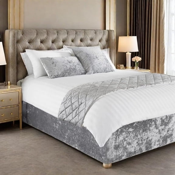 Velvet Box Spring Cover for Full Queen King Size, Stretch Bed Frame Cover Wrap Around Elastic 4 Sides Bed Skirt Alternative Boxspring Cover (Fleece, Silver Gray,W:47*L:78.7inch)