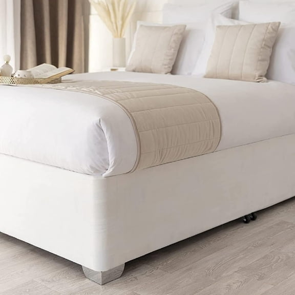 Velvet Box Spring Cover for Full Queen King Size, Stretch Bed Frame Cover Wrap Around Elastic 4 Sides Bed Skirt Alternative Boxspring Cover (Suede, Milky White,W:47*L:78.7inch)