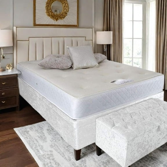 Velvet Box Spring Cover Queen King Size, Stretch Bed Frame Cover Wrap Around Elastic 3 Sides Bed Skirt Alternative Boxspring Cover (Diamond Fleece, Beige,W:47" x L:79'')