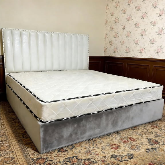 Velvet Box Spring Cover Queen King Size, Stretch Bed Frame Cover Wrap Around Elastic 3 Sides Bed Skirt Alternative Boxspring Cover (Silver Gray,W:47" x L:79'')