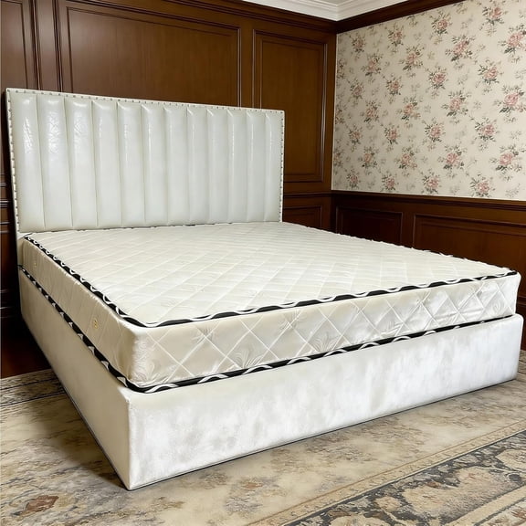 Velvet Box Spring Cover Queen King Size, Stretch Bed Frame Cover Wrap Around Elastic 3 Sides Bed Skirt Alternative Boxspring Cover (White,W:47" x L:79'')