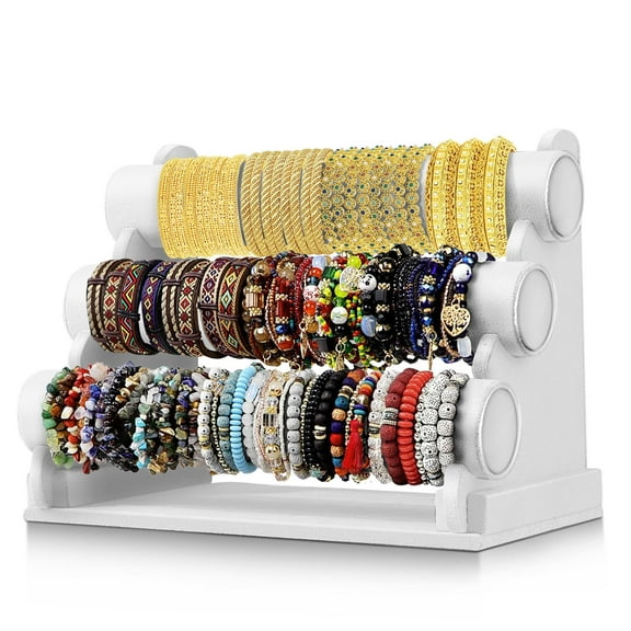 Velvet Bracelet Holder Display - White Bracelet Display Stand for Selling & Displaying - Detachable 3 Tier Jewelry Stand for Sellers, Vendors & Personal Collection