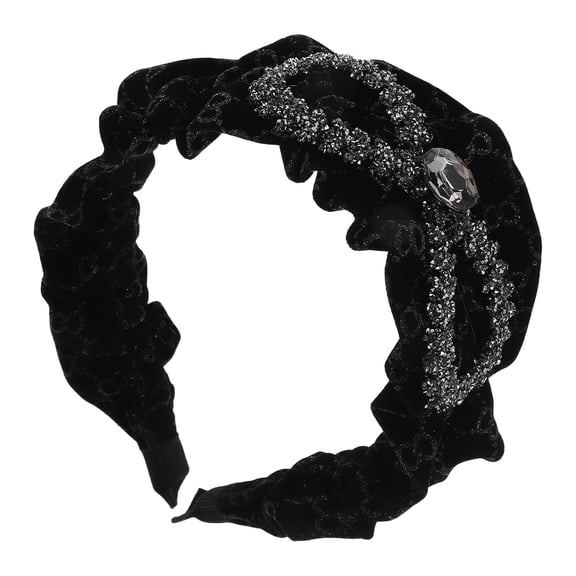 Velvet Braided Wheat Rhinestone Headband Wide Hairband for Women Vintage Decorative Hair Accessory Winter Party