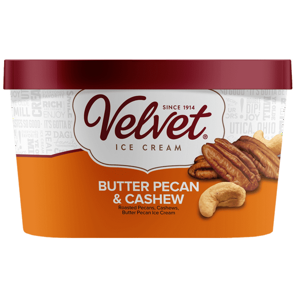 Velvet Butter Pecan & Cashew Ice Cream, Gluten Free, Kosher, 48oz