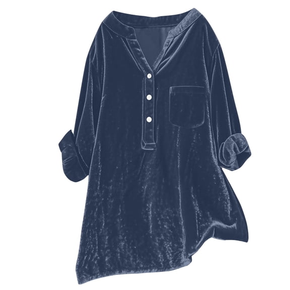 Velvet Button Down Shirt for Women Fashion Elegant Shirt Oversized Velour Shirt Work Women Tops Business Holiday Cocktail Party Velour Blouses Collared Loose V Neck Blouse Long Sleeve Blouses S-5XL