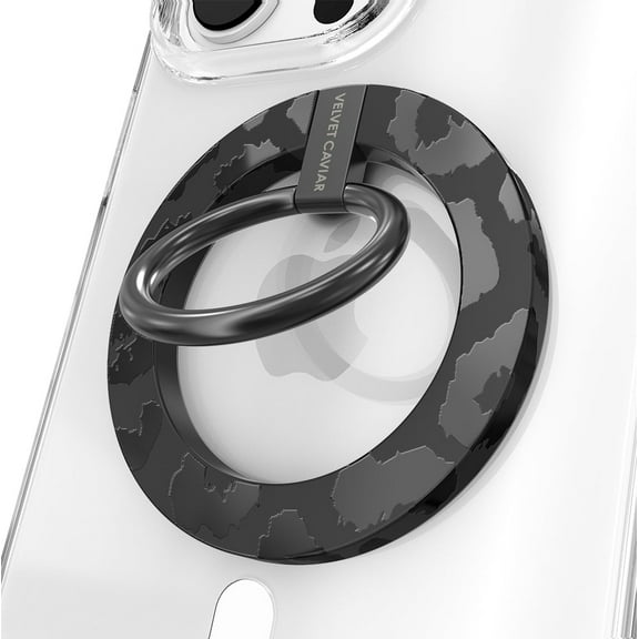 Velvet Caviar Compatible with MagSafe Phone Grip - Magnetic Ring Holder with Adjustable Stand (Black Leopard)