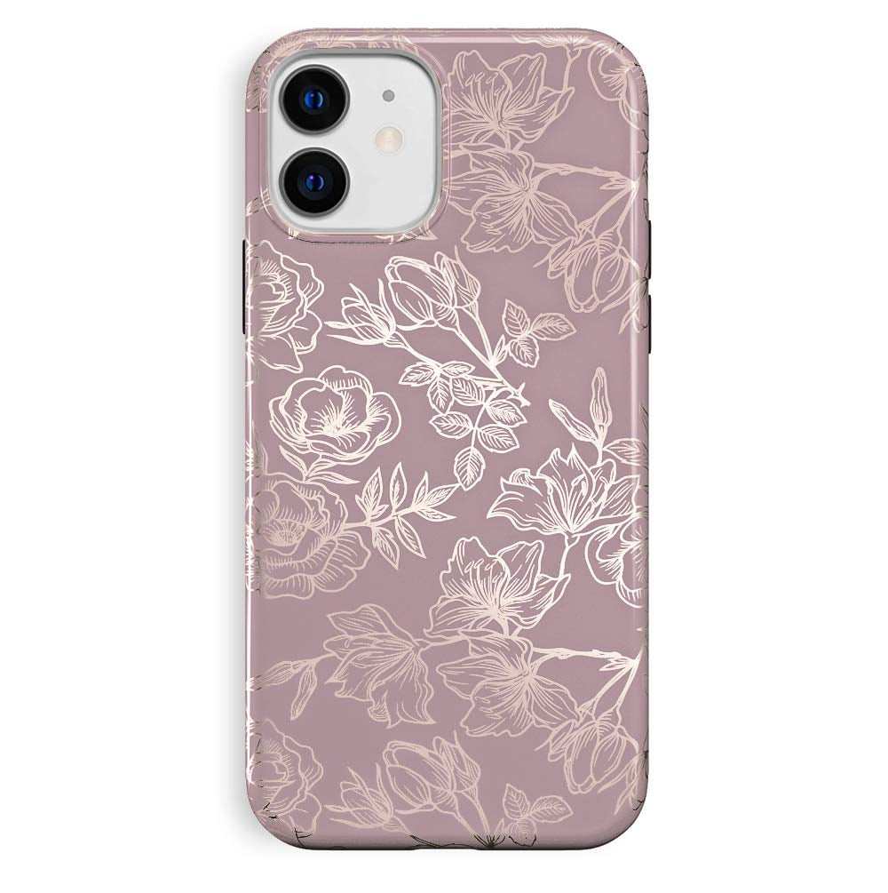 VELVET CAVIAR for iPhone 11 Case Rose Gold Flowers - Protective Mauve Purple Case for Women - Dusty Rose Floral