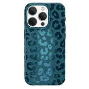 Velvet Caviar for iPhone 15 Pro Case Compatible with MagSafe - Cute Protective Phone Cases for Women - Metallic Navy Blue Leopard Cheetah Print