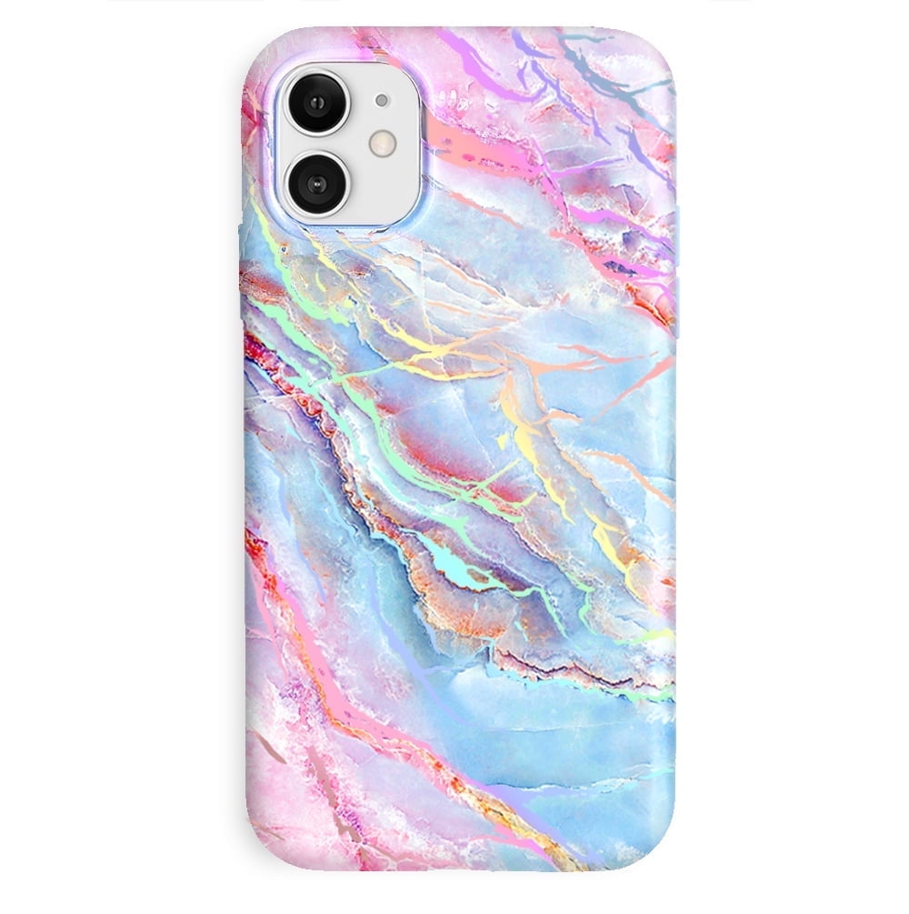 Velvet Caviar iPhone 11 Case - Cute Protective Phone Cases for Women - Iridescent Holographic Pink Blue Marble