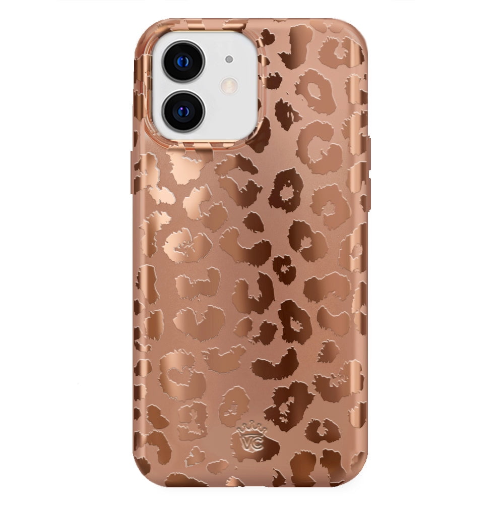 Velvet Caviar iPhone 12 Mini Case MagSafe Compatible - Cute Protective Phone Cases for Women - Bronze Chrome Leopard