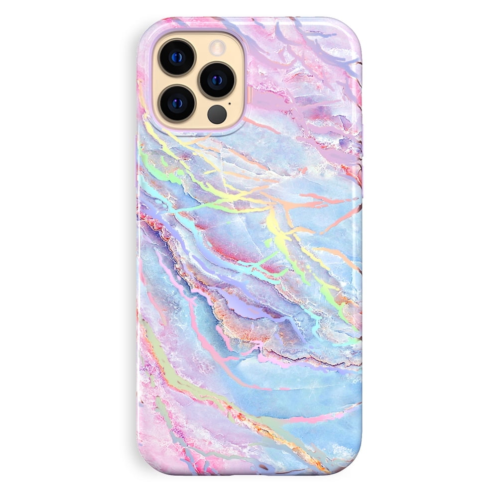 Velvet Caviar iPhone 12 Pro Max Case MagSafe Compatible - Cute Protective Phone Cases for Women - Iridescent Holographic Pink Blue Marble