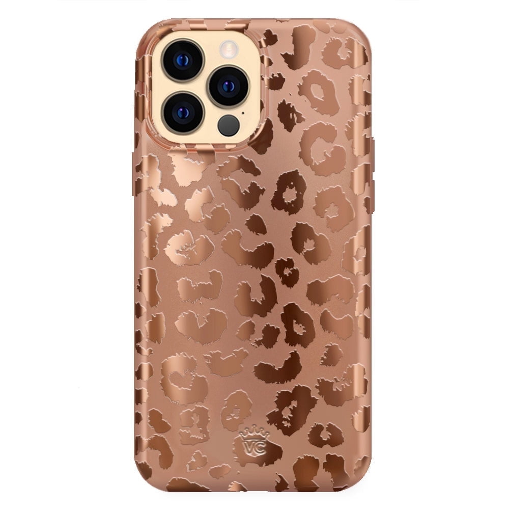 Velvet Caviar iPhone 12 / iPhone 12 Pro Case MagSafe Compatible - Cute Protective Phone Cases for Women - Bronze Chrome Leopard