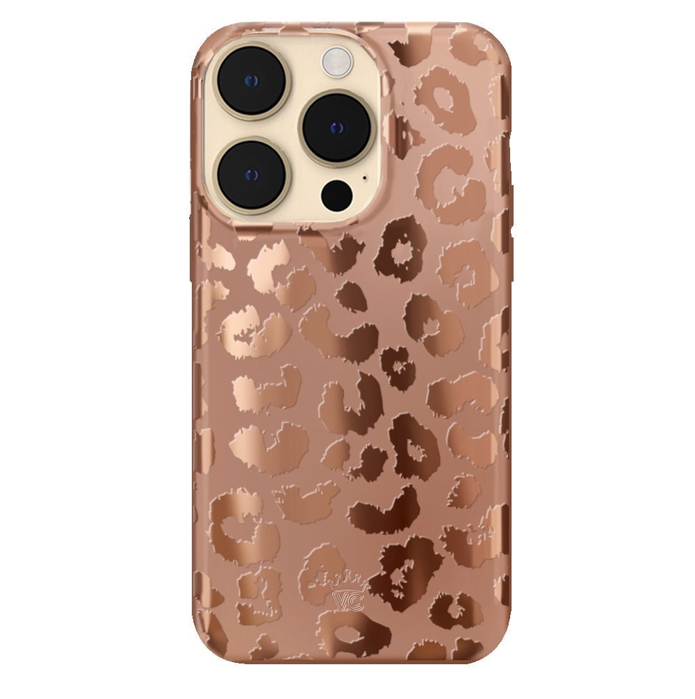 Velvet Caviar iPhone 14 Pro Case MagSafe Compatible - Cute Protective Phone Cases for Women - Bronze Chrome Leopard