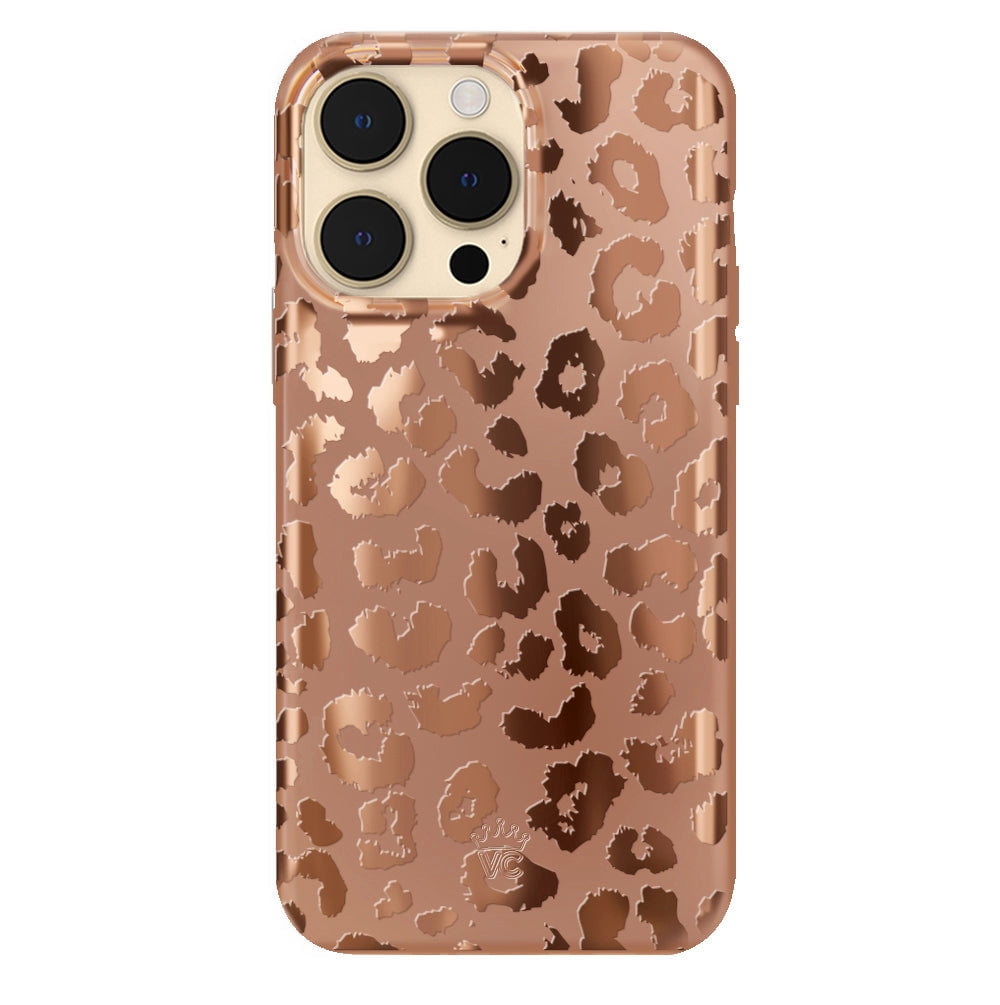 Velvet Caviar iPhone 14 Pro Max Case MagSafe Compatible - Cute Protective Phone Cases for Women - Bronze Chrome Leopard