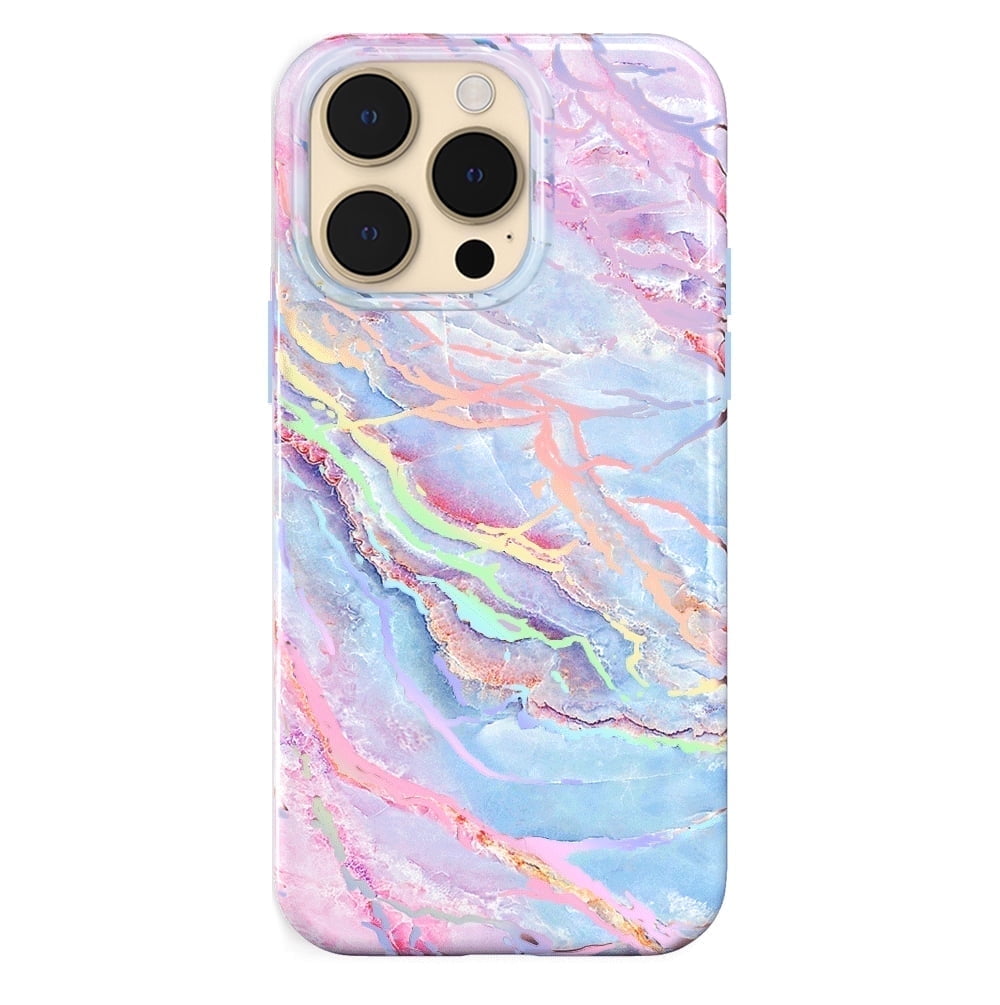 Velvet Caviar iPhone 14 Pro Max Case MagSafe Compatible - Cute Protective Phone Cases for Women - Iridescent Holographic Pink Blue Marble