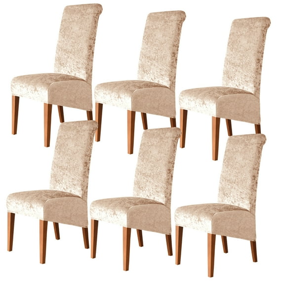 Velvet Chair Covers Large,Set of 4/6 XL Stretchy Chair Slipcovers Universal Non-slip Removable Washable Soft Dining Chair Protector Cover for Hotel Wedding Living Room-6-E