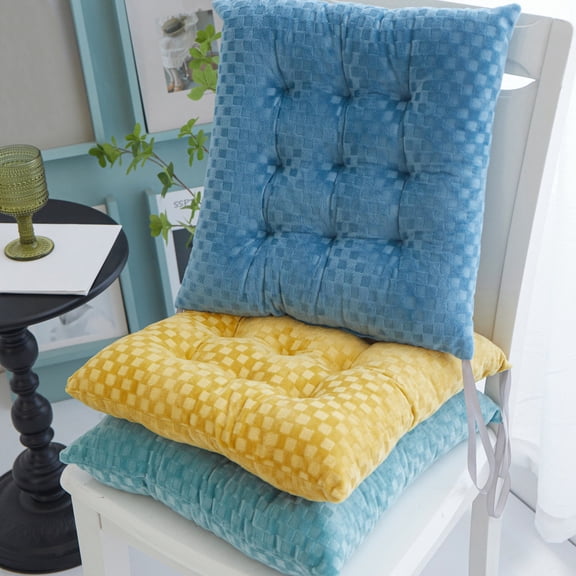 Velvet Chair Cushion with Ties, Soft Warm Floor Seat Cushion,16 in Comfortable Square Chair Pad for Kitchen Dining Room