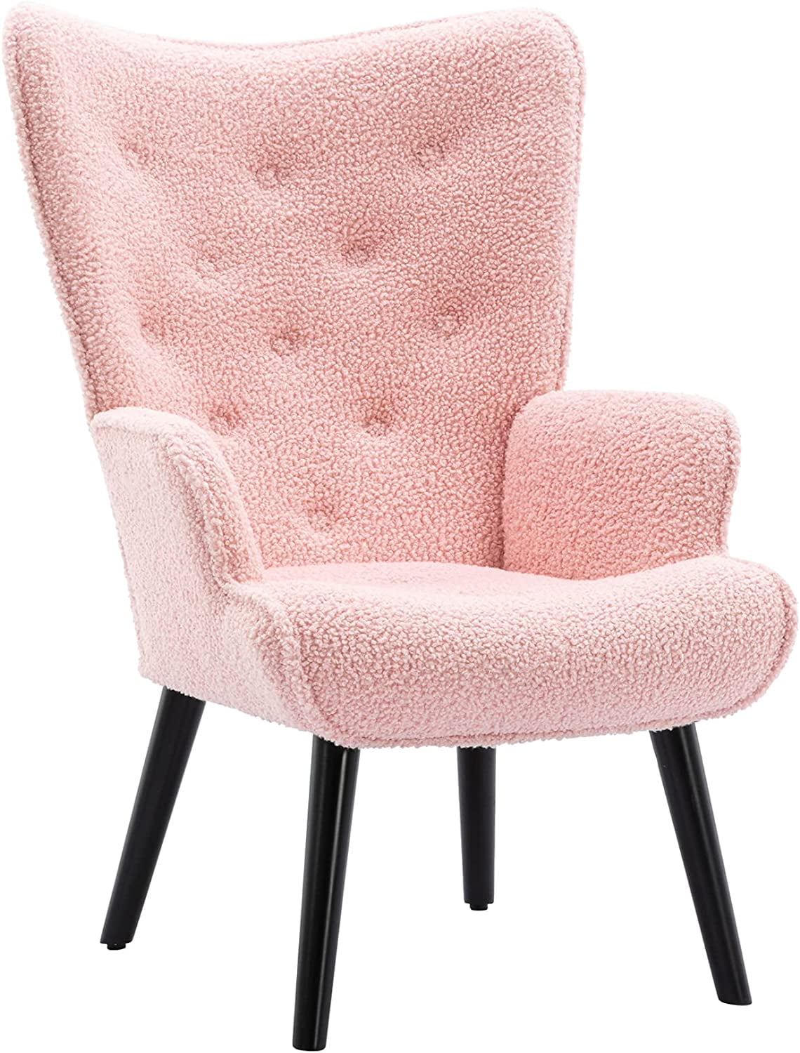 Velvet Chair Modern Tufted Button Wingback Vanity Chair with Arms Upholstered Tall Back Desk ...