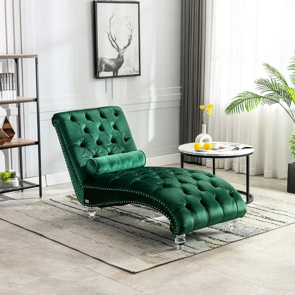 Velvet Chaise For Bedroom, Comfortable Padding Relaxing Lounge In Velvet, Soothes Mind -