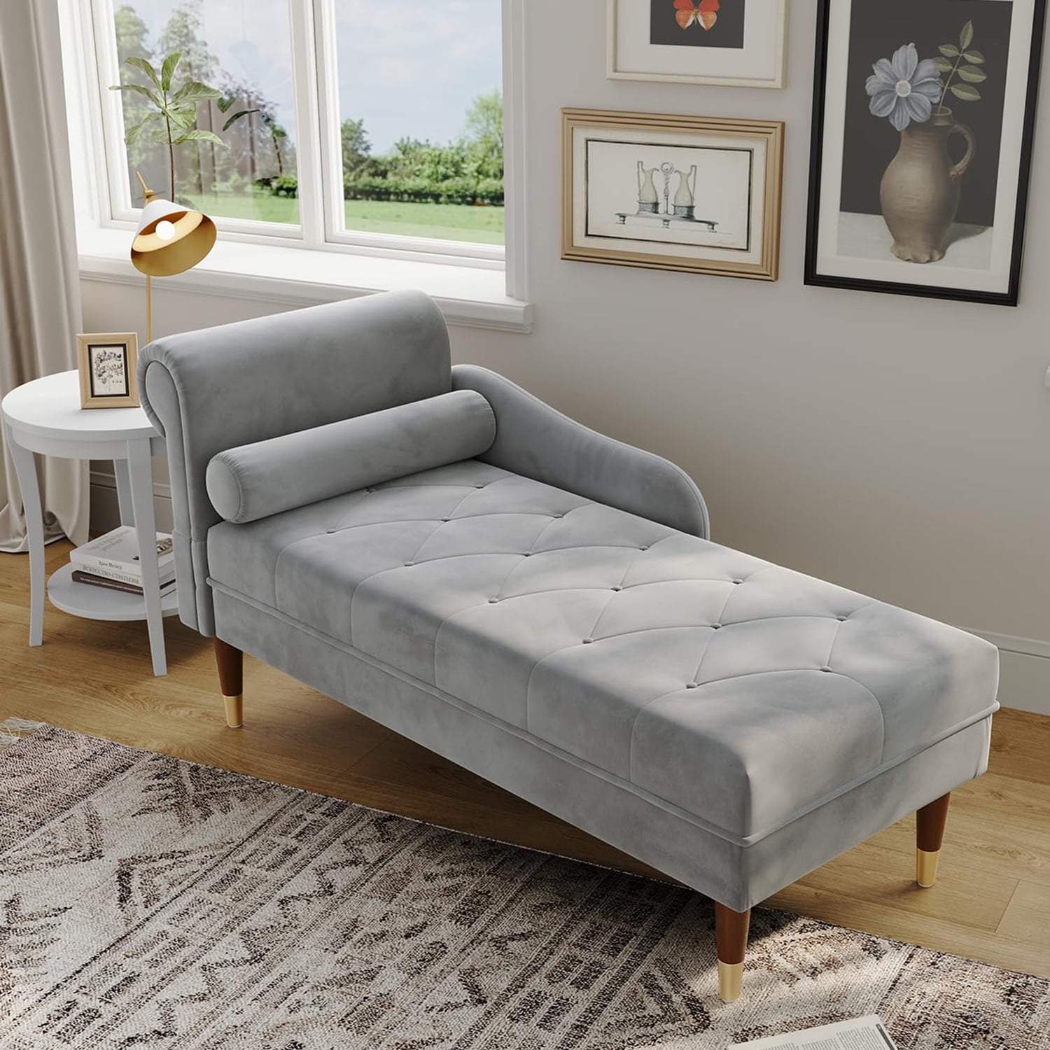 Velvet Chaise Lounge,59" Neche Modern Upholstered Lounge Chair Indoor