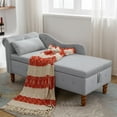 thumbnail image 1 of Velvet Chaise Lounge Chair, Lounge Chair with Storage, Rolled Arm and Pillow, Modern Upholstered Sofa Recliner Lounge Chair for Living Room, Bedroom, Office, Grey, 1 of 7