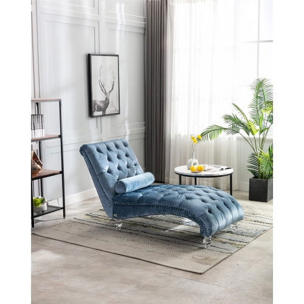 Velvet Chaise Lounge Chair, Modern Button Tufted Lounge Chair with ...