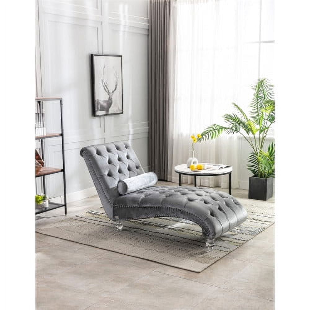 Velvet Chaise Lounge Chair, Modern Button Tufted Lounge Chair with ...