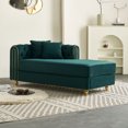 thumbnail image 1 of Velvet Chaise Lounge with Tufted Back & Pillows, Modern Green Chaise Sofa for Living Room Bedroom Apartment Furniture, 1 of 9