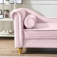thumbnail image 1 of Velvet Chaise Lounges Hidden Storage Lounges Chair with Round Pillow Pink, 1 of 5