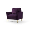 thumbnail image 1 of Velvet Channel Tufted Accent Chair, Modern Upholstered Single Sofa Chair with Gold Legs, Comfy Club Chair Round Arm Sofa Reading Chair Makeup Chair for Bedroom Living Room Office and Reception, Purple, 1 of 7