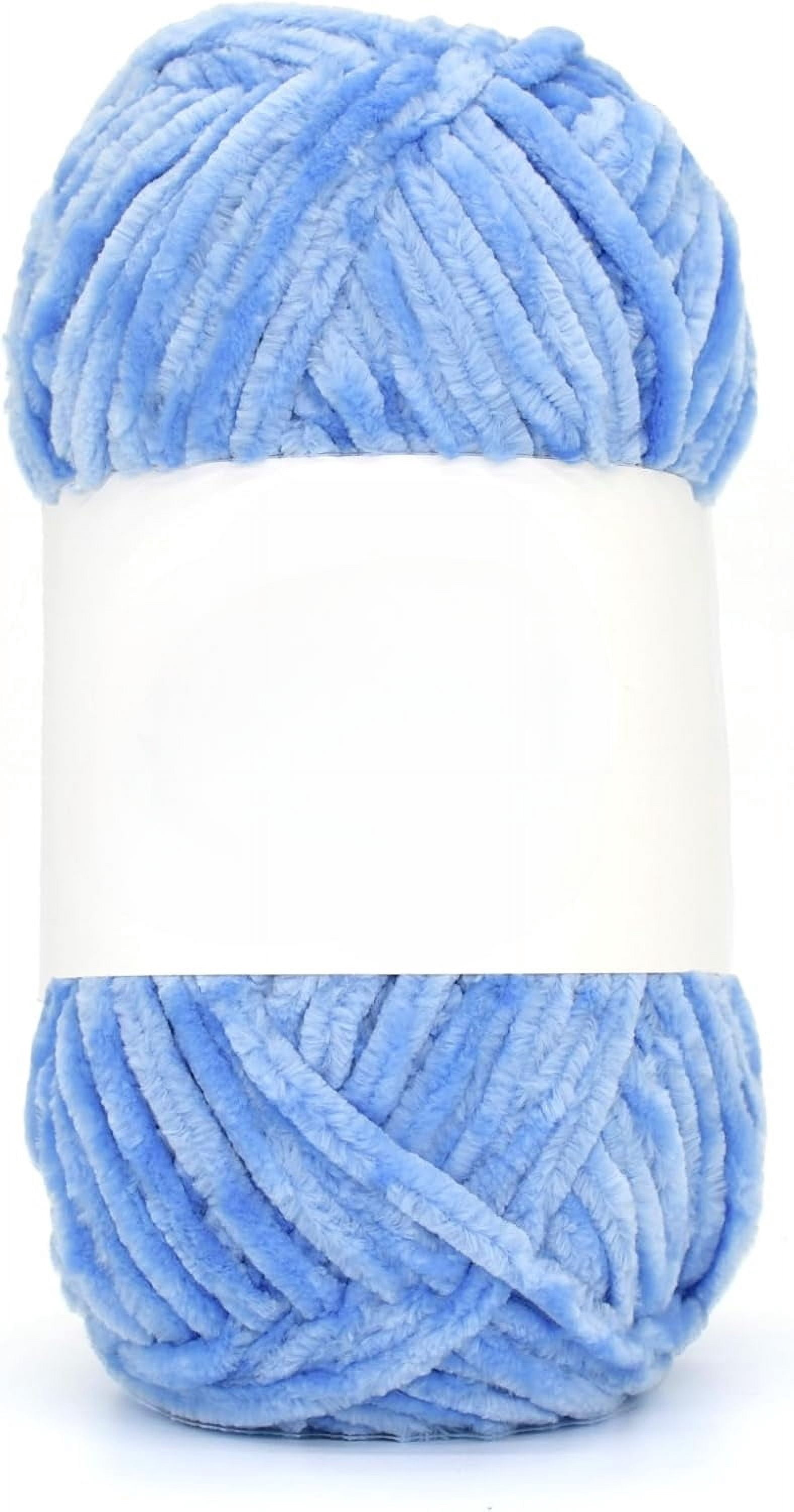 NB Premier Just Chenille Yarn - 4 Skeins Light Blue, Super Soft For Baby Blankets & Crafts