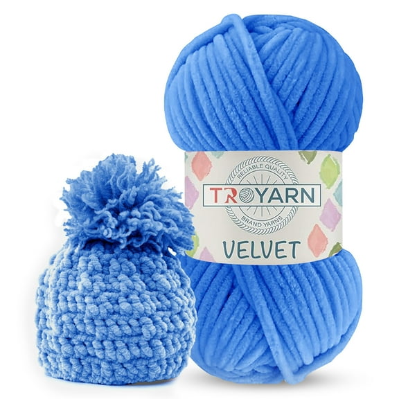 Velvet Chenille Yarn - Fluffy Plush Amigurumi Yarn for Crocheting Baby Blanket, 100g (132 Yards), Size 6