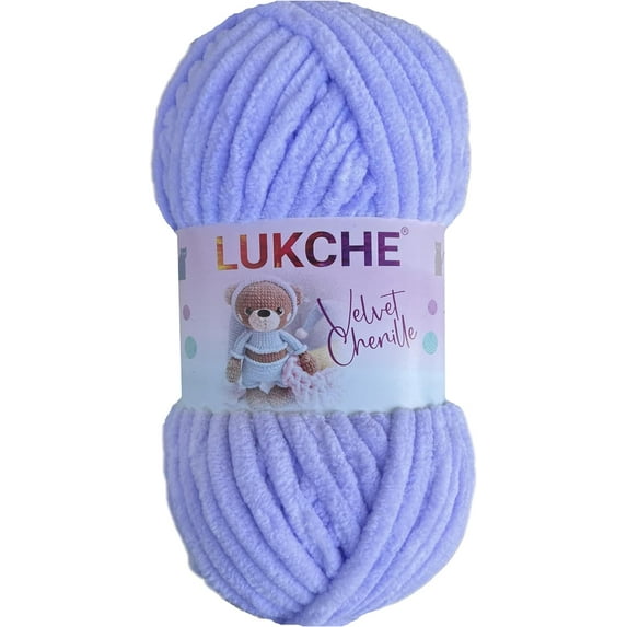 Velvet Chenille Yarn Super Bulky Soft Yarn - 100g (75.4 yds) - Baby Blanket Yarn for Knitting Amigurumi Fancy Yarn for Crochet Weaving Crafts - Will Not Break or Splinter (Lavander,3 Skein)