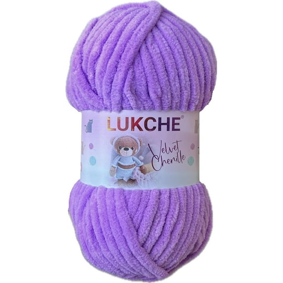 Velvet Chenille Yarn Super Bulky Soft Yarn - 100g (75.4 yds) - Baby Blanket Yarn for Knitting Amigurumi Fancy Yarn for Crochet Weaving Crafts - Will Not Break or Splinter (Lavander,3 Skein)