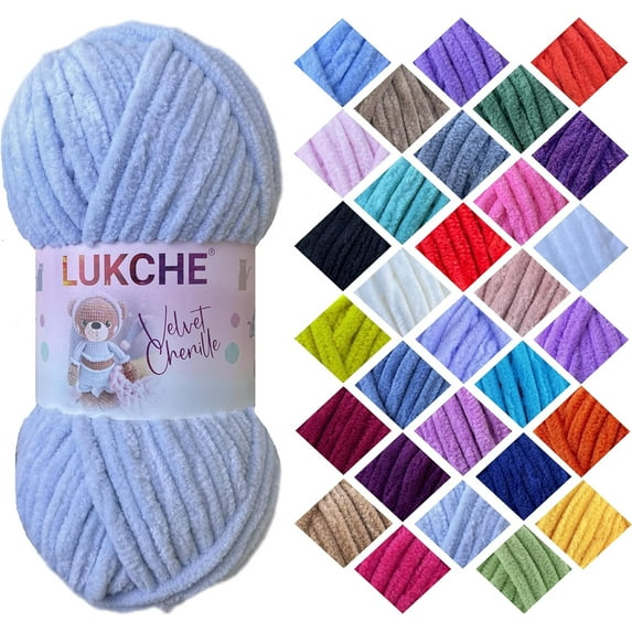 Velvet Chenille Yarn Super Bulky Soft Yarn - 100g (75.4 yds) - Baby Blanket Yarn for Knitting Amigurumi Fancy Yarn for Crochet Weaving Crafts - Will Not Break or Splinter