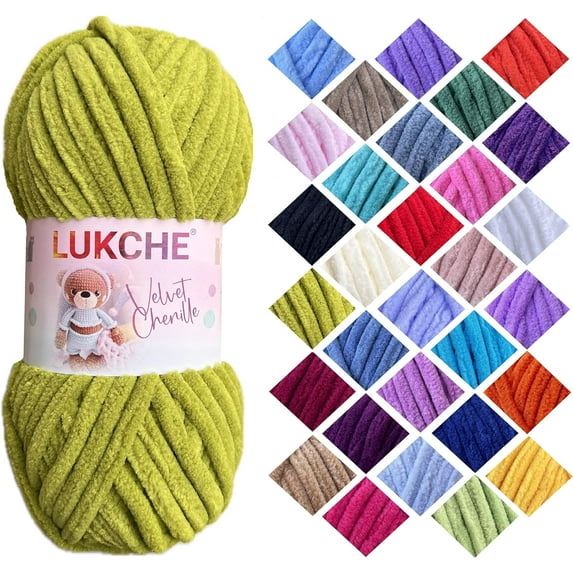 Velvet Chenille Yarn Super Bulky Soft Yarn - 100g (75.4 yds) - Baby Blanket Yarn for Knitting Amigurumi Fancy Yarn for Crochet Weaving Crafts - Will Not Break or Splinter