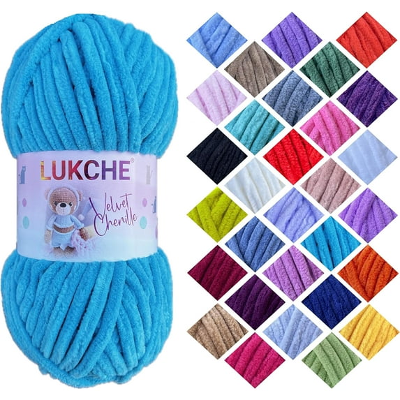 Velvet Chenille Yarn Super Bulky Soft Yarn - 100g (75.4 yds) - Baby Blanket Yarn for Knitting Amigurumi Fancy Yarn for Crochet Weaving Crafts - Will Not Break or Splinter