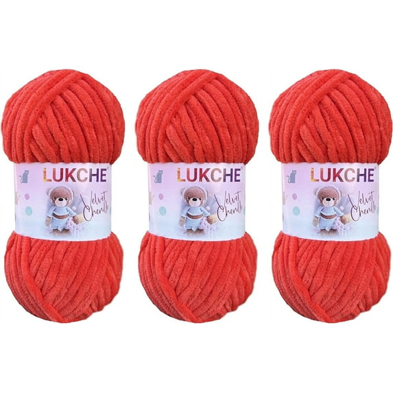 Velvet Chenille Yarn Super Bulky Soft Yarn - 100g (75.4 yds) - Baby Blanket Yarn for Knitting Amigurumi Fancy Yarn for Crochet Weaving Crafts - Will Not Break or Splinter