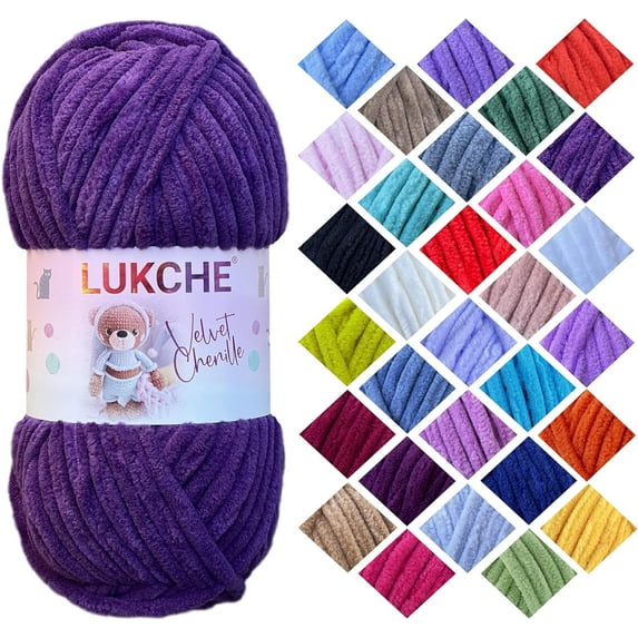Velvet Chenille Yarn Super Bulky Soft Yarn - 100g (75.4 yds) - Baby Blanket Yarn for Knitting Amigurumi Fancy Yarn for Crochet Weaving Crafts - Will Not Break or Splinter