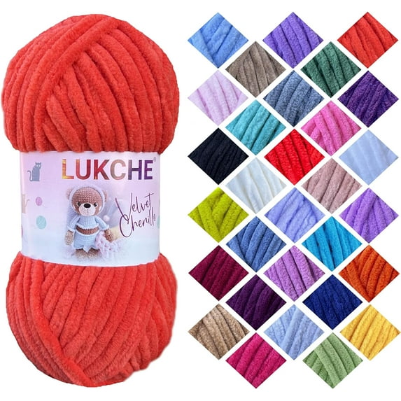 Velvet Chenille Yarn Super Bulky Soft Yarn - 100g (75.4 yds) - Baby Blanket Yarn for Knitting Amigurumi Fancy Yarn for Crochet Weaving Crafts - Will Not Break or Splinter
