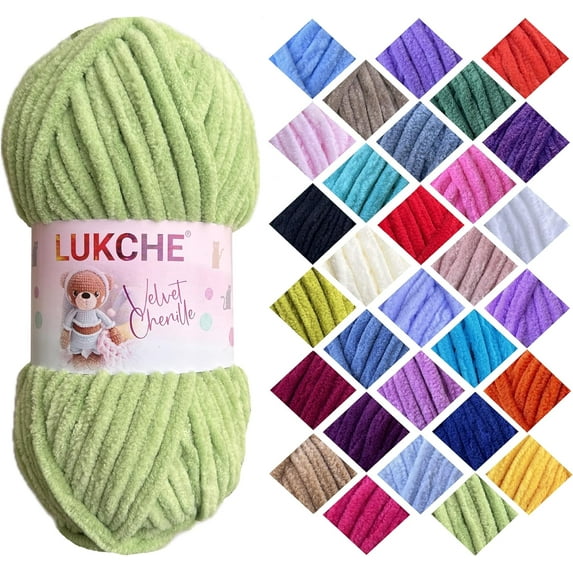 Velvet Chenille Yarn Super Bulky Soft Yarn - 100g (75.4 yds) - Baby Blanket Yarn for Knitting Amigurumi Fancy Yarn for Crochet Weaving Crafts - Will Not Break or Splinter