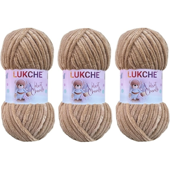 Velvet Chenille Yarn Super Bulky Soft Yarn - 100g (75.4 yds) - Baby Blanket Yarn for Knitting Amigurumi Fancy Yarn for Crochet Weaving Crafts - Will Not Break or Splinter