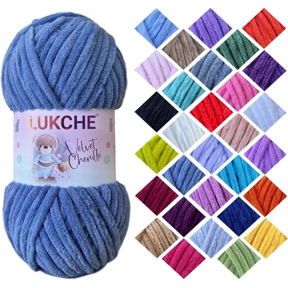 Velvet Chenille Yarn Super Bulky Soft Yarn - 100g (75.4 yds) - Baby Blanket Yarn for Knitting Amigurumi Fancy Yarn for Crochet Weaving Crafts - Will Not Break or Splinter