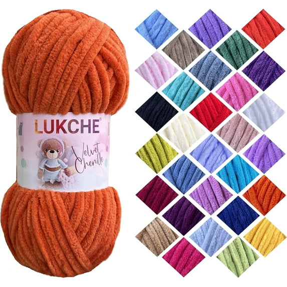 Velvet Chenille Yarn Super Bulky Soft Yarn - 100g (75.4 yds) - Baby Blanket Yarn for Knitting Amigurumi Fancy Yarn for Crochet Weaving Crafts - Will Not Break or Splinter