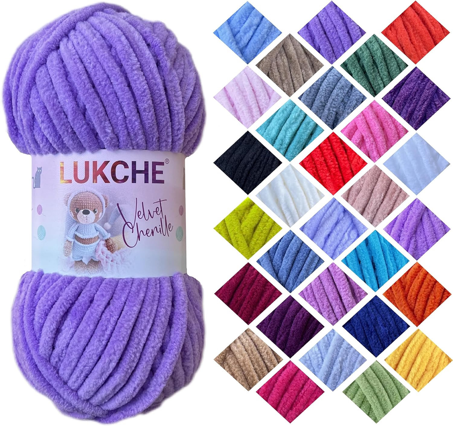 Velvet Chenille Yarn Super Bulky Soft Yarn - 100g (75.4 yds) - Baby ...