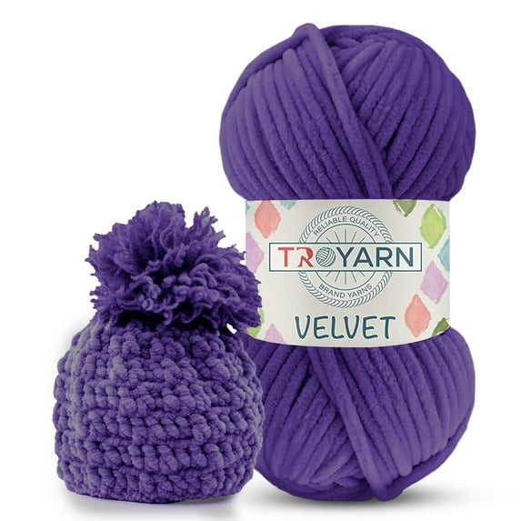 Velvet Chenille Yarn for Crocheting - 100g (132 Yards) Amigurumi, Fluffy, Plush, Baby Blanket Yarn - Size 6