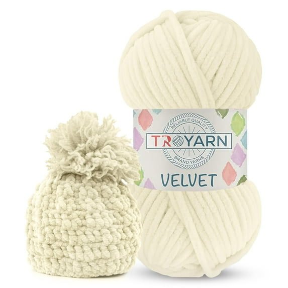 Velvet Chenille Yarn for Crocheting - 100g (132 Yards), Fluffy, Plush, Baby Blanket Yarn, Size 6