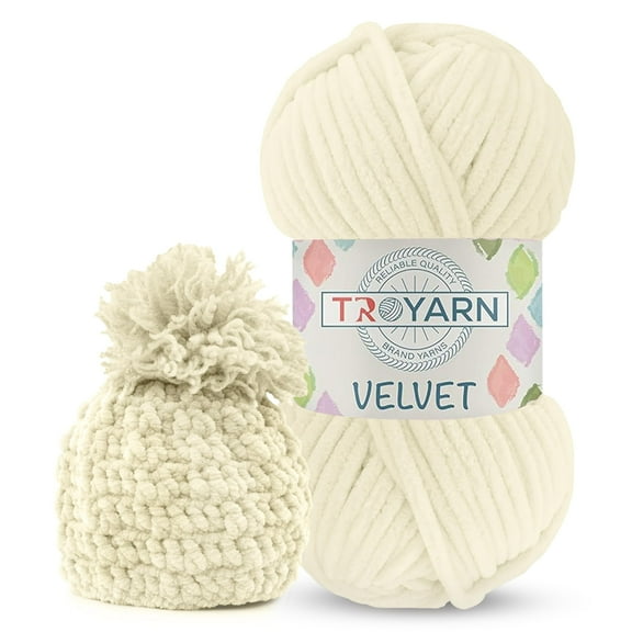 Velvet Chenille Yarn for Crocheting - 100g (132 Yards), Fluffy, Plush, Baby Blanket Yarn, Size 6