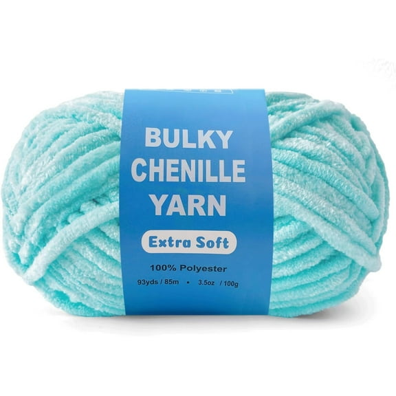 Velvet Chenille Yarn for Crocheting and Knitting – Bulky (93 Yards/100g), Extra Soft Polyester Chunky Yarn for DIY Crafts, Plush Toys, Blankets